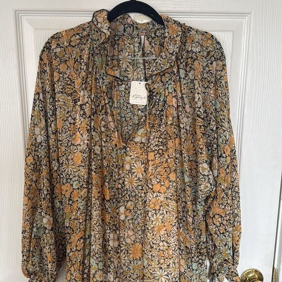 Free People-Feeling Groovie Long Sleeve Floral Maxi Dress Black Cambo Size M NWT - Picture 6 of 8